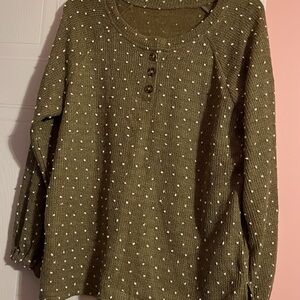 Olive Green Polka Dot Women's Top